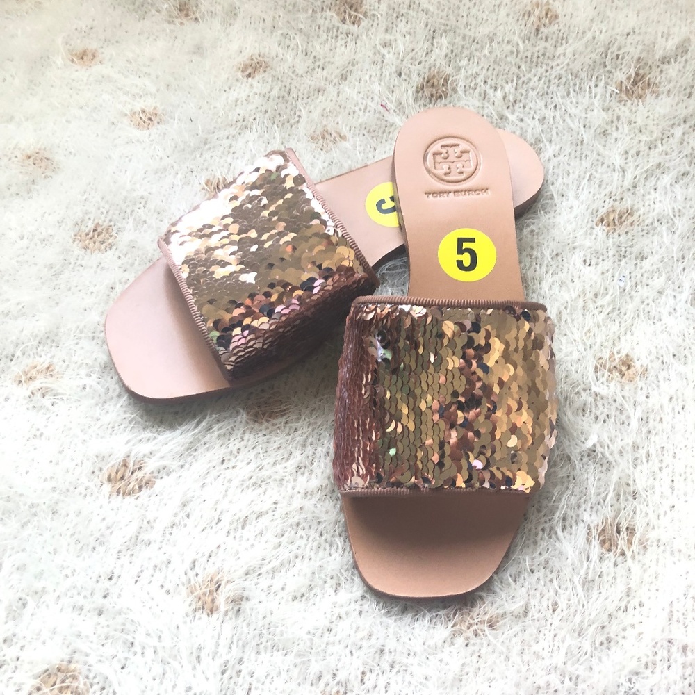 Tory Burch Carter Reversible Sequin Slide Sandals - Picture 3 of 8